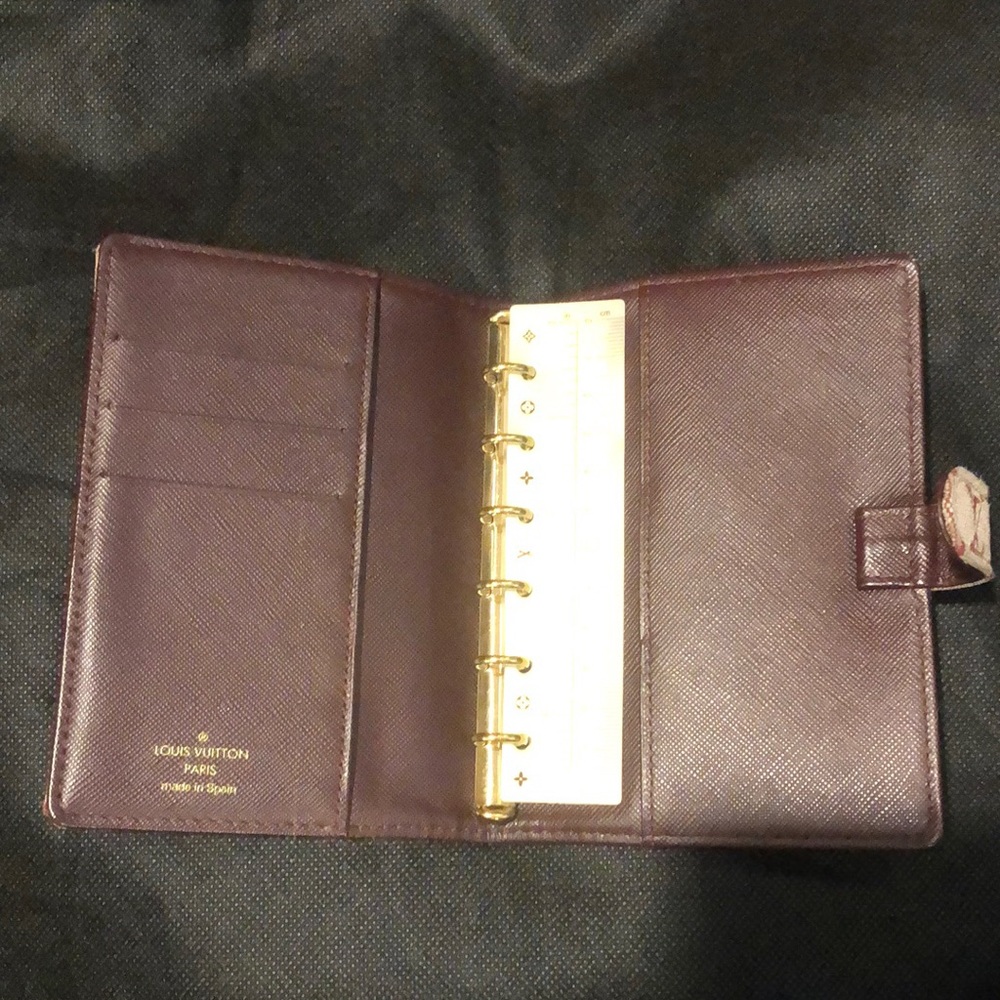 LOUIS VUITTON Mini Lin Red Agenda Binder Passport Holder Credit Card Wallet AUTH - Picture 5 of 17